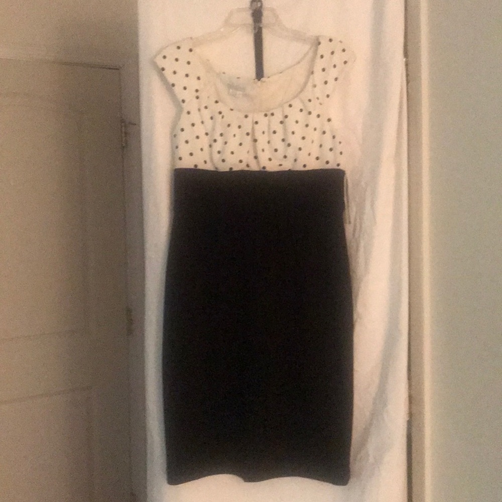 Black & White Polkadot Top Dress with Belt